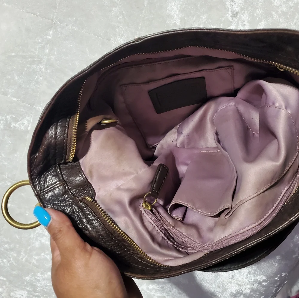 Coach Signature Brown Zoe Hobo Bag - Picture 9 of 13